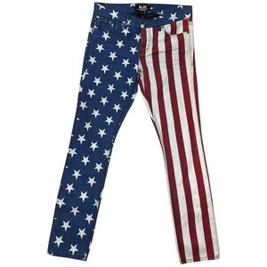 Kill City Junkie American Flag Skinny Jeans Stars Stripes Statement Pants 32‎